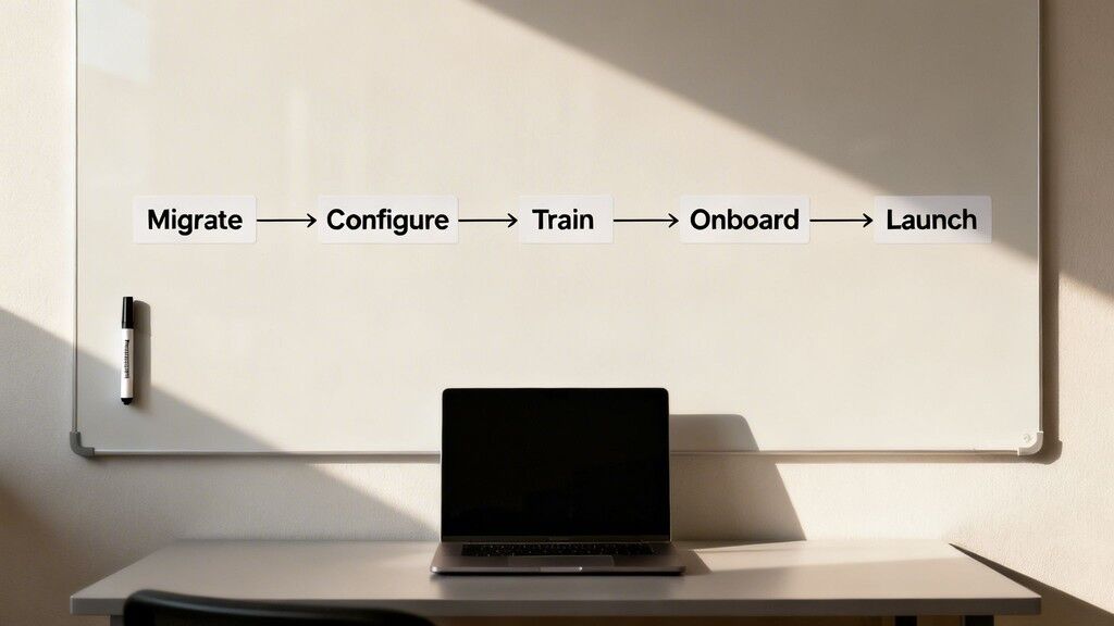 A whiteboard displays a 