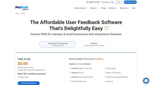 Qualaroo pricing plans and features