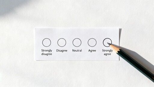 A pencil points to 'Strongly agree' on a multiple-choice survey form with five options.